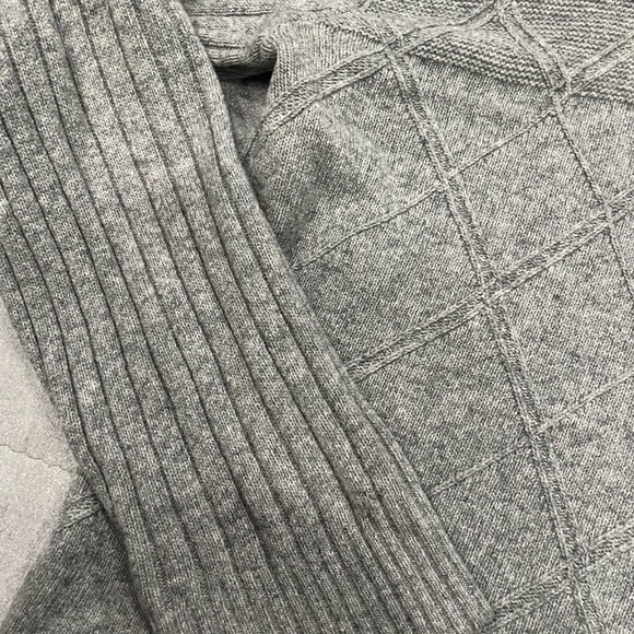 [XL]Enzo Moutorani  Light Gray Wool Blend Textured Mix Knit 1/4 Zip Sweater - Picture 5 of 8